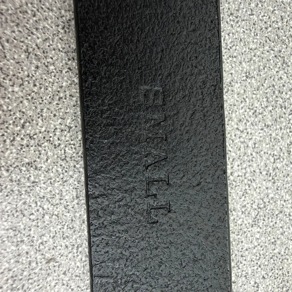 Calvin Klein Belt Mens Small Black Saddle Leather Brass Buckle Slim Casual Dress